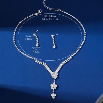 Troje-dijelni set: ogrlica, naušnice i narukvica s Grab chain, rhinestones, višeslojni dizajn, duljina 51–60 cm