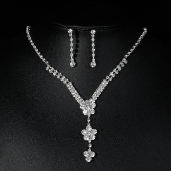 Troje-dijelni set: ogrlica, naušnice i narukvica s Grab chain, rhinestones, višeslojni dizajn, duljina 51–60 cm