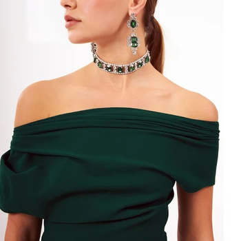 Set de bijuterii: cercei + colier, stil feminin vintage, model Rhinestone: inimă/picătură/clopot, electroplating