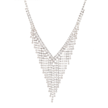 Set colier și cercei cu franjuri din cristale; Material: Cristale; Tratament: placare electrolitică; Stil: Franjuri; Include: Colier și Cercei