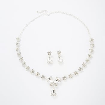 Set de bijuterii pentru mireasă: cercei și colier, stil coreean, metal, lanț bambus, piatră rhinestone