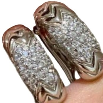 Set de bijuterii din cupru: inel și cercei în stil retro, cu motiv ondulat de diamante și design de os de șarpe, placare electrolitică