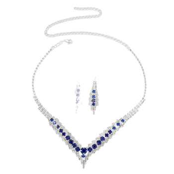 Set de bijuterii de mireasă cu strassuri, pandant din aliaj, finisaje electroplacate, cercei și colier cu lanț standard