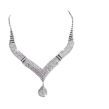 Set colier și cercei din rhinestone, placare electroplatinată, lanț clasic, stil lux lejer