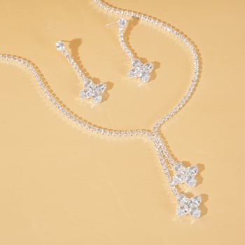 Set ogrlice i naušnica s rhinestones u geometrijskom snježnom motivu, višeslojni, obična lančić, 2 komada