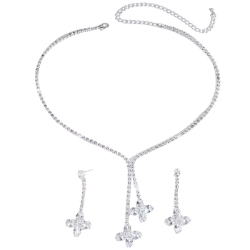 Set ogrlice i naušnica s rhinestones u geometrijskom snježnom motivu, višeslojni, obična lančić, 2 komada