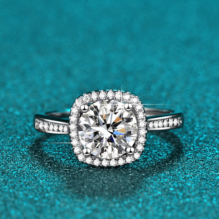 Inel pentru femei din argint 925, formă pătrată geometrică, finisaj cu diamant, stil lux ușor, greutate aproximativă 2.8 g