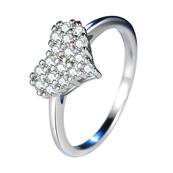 Inel inimă cu zircon încrustat, aliaj de cupru, stil natural pentru femei, seria Full of Love