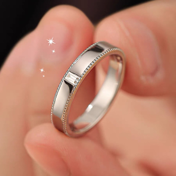 Inel masculin din argint 925 cu Moissanit, margine cu mărgele, rând pătrat de diamante, placare electroplată