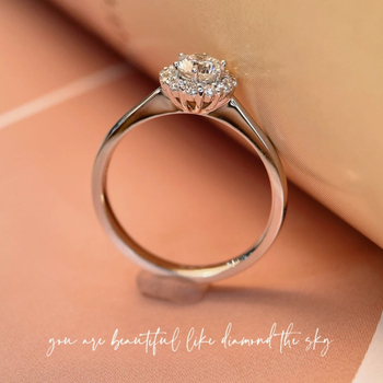 Női S925 Sterling ezüst Moissanite gyűrű, 1 ct, csillag alakú beállítás