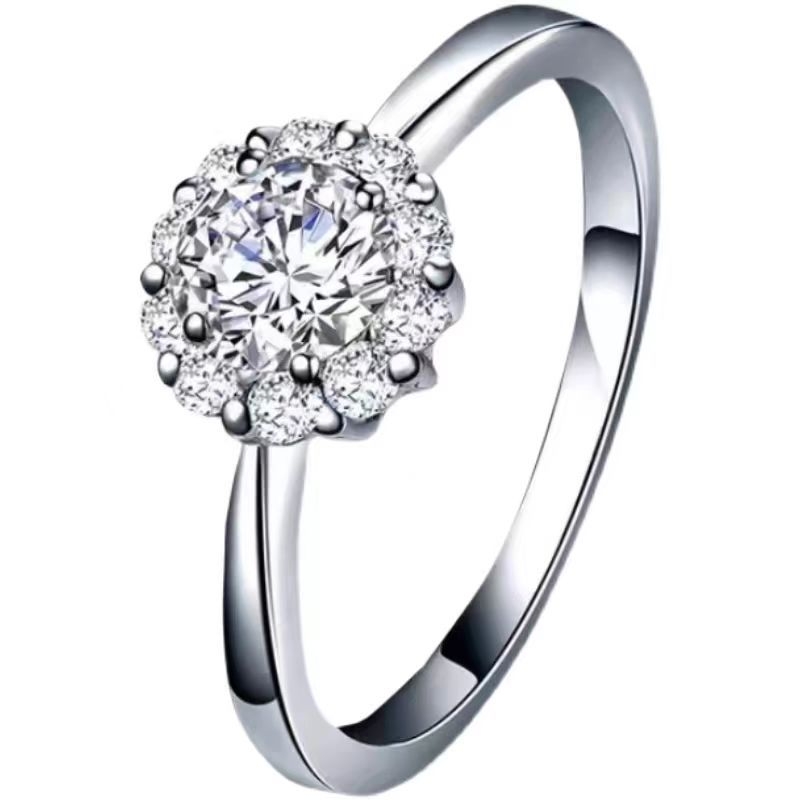 Női S925 Sterling ezüst Moissanite gyűrű, 1 ct, csillag alakú beállítás