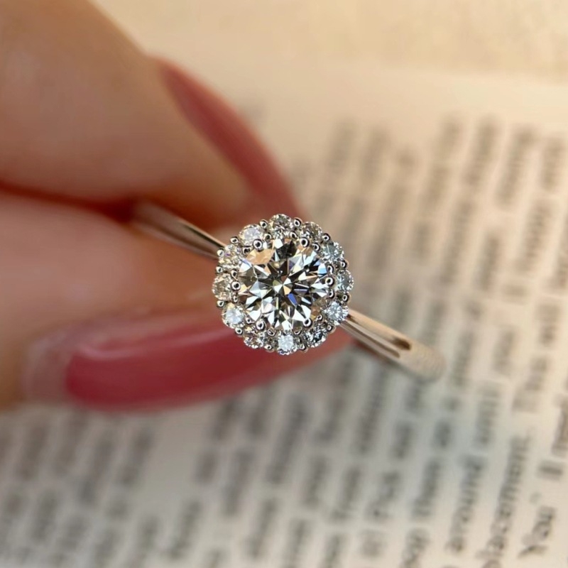 Női S925 Sterling ezüst Moissanite gyűrű, 1 ct, csillag alakú beállítás