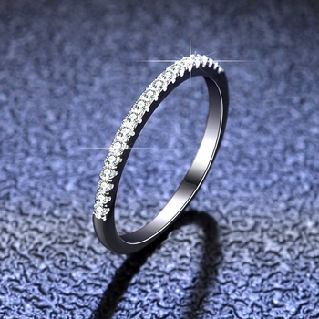 Moissanite gyűrű, egysoros koronás kivitel, 925 ezüst, elektroplatázás