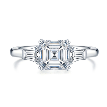Prsten s geometrijskim dizajnom i Moissanitnim ugradom u srebro 925 — Yuecheng Jewelry