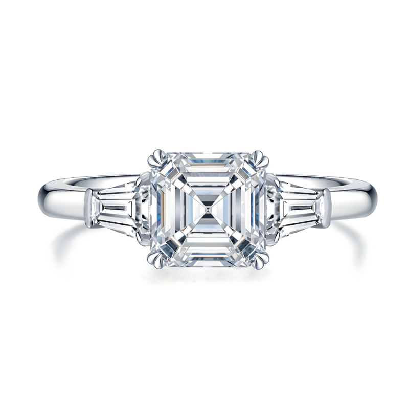 Prsten s geometrijskim dizajnom i Moissanitnim ugradom u srebro 925 — Yuecheng Jewelry
