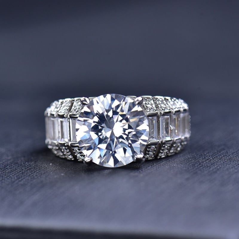 Inel din argint 925 cu moissanit, placat cu aur alb 18K, 5 ct