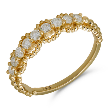 Prsten s moissanitom, 925 srebro s pozlatom 14K, japanski stil čipkasti prorezani uzorak, ženski modni nakit