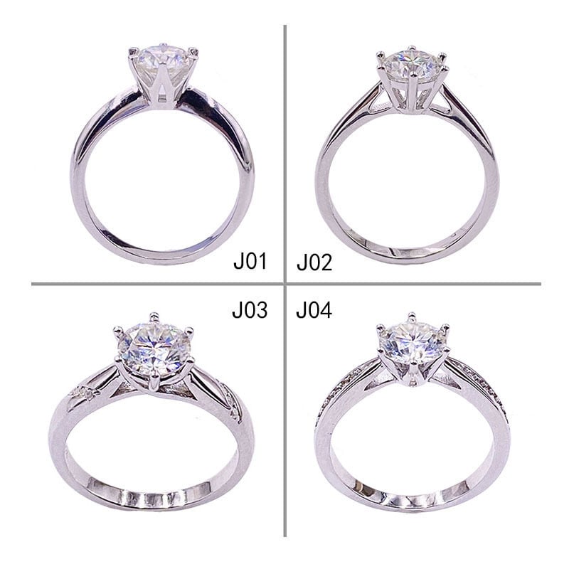 Montură inel Moissanite cu șase gheare, argint 925, placare aur, DIY bază pentru piatră 0,5–2 ct, femei