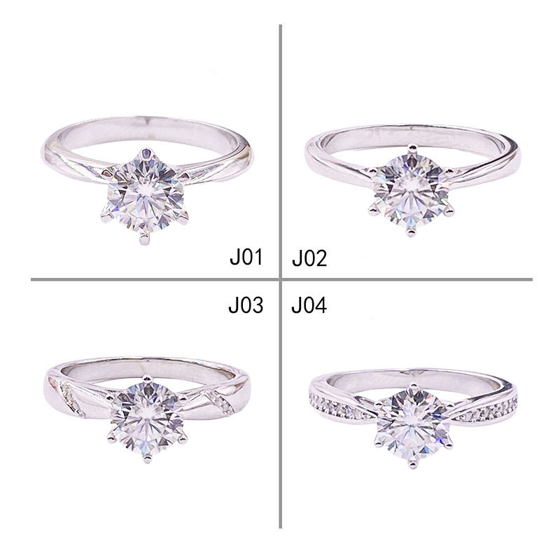 Montură inel Moissanite cu șase gheare, argint 925, placare aur, DIY bază pentru piatră 0,5–2 ct, femei
