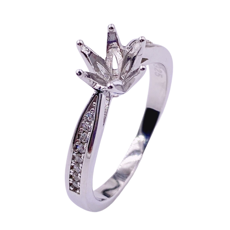 Montură inel Moissanite cu șase gheare, argint 925, placare aur, DIY bază pentru piatră 0,5–2 ct, femei