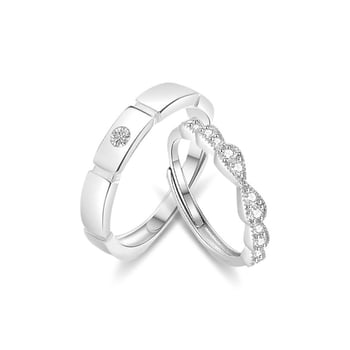 Heart flavor Princess Knight par prstena od srebra 925, Moissanit dijamanti, tekstualni natpis, elektroplating, lagani luksuz stil