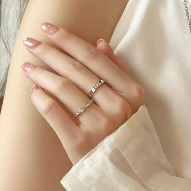 Heart flavor Princess Knight par prstena od srebra 925, Moissanit dijamanti, tekstualni natpis, elektroplating, lagani luksuz stil