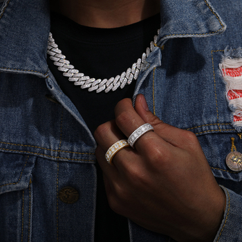 Inel din argint 925 cu moissanit, design circular geometric, unisex, stil hip-hop