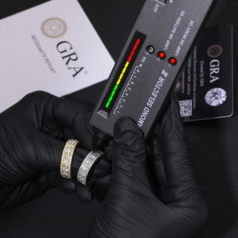 Inel din argint 925 cu moissanit, design circular geometric, unisex, stil hip-hop