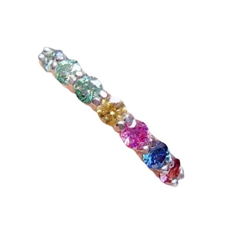 Rainbow Moissanite prsten za žene — bakreni otvoreni prsten, elektroplating, korejski stil, modeli: srce, listovi, geometrijski, životinje/Zodijak; Marka: Binnis Family