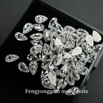 Μοϊσανίτης σε σχήμα σταγόνας, κοπή ροδοκοπής, διαύγεια VVS, γυαλισμένη επιφάνεια