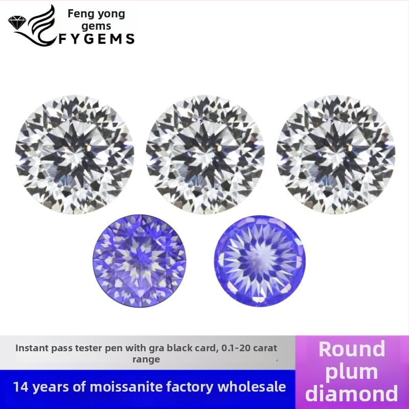 Μόισσανίτης ελεύθερος λίθος, κυκλική κοπή plum-cut, διαύγεια VVS