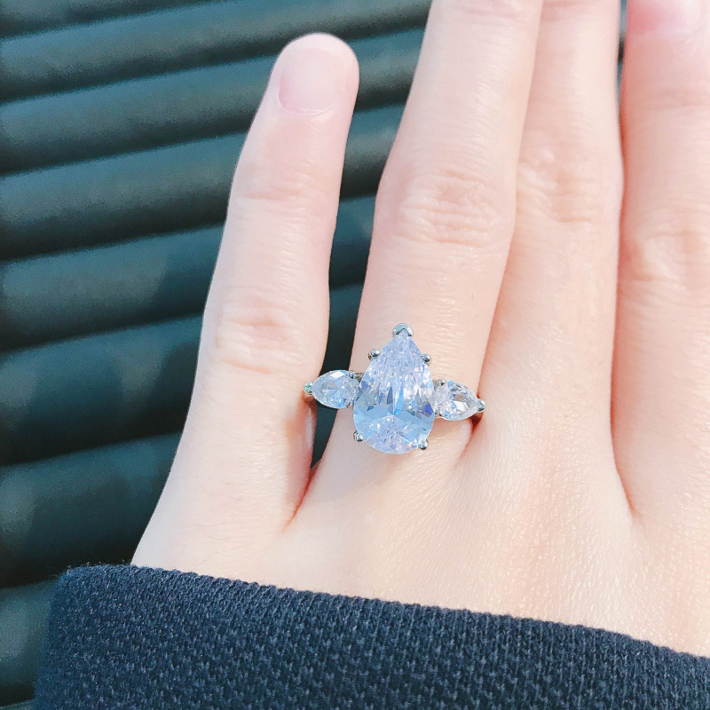 Inel din cupru, formă picătură, finisaj diamantat, pentru femei