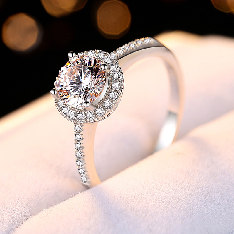 Prsten od srebra 925 s moissanitom, 0,5 ct, Ženski modni geometrijski stil