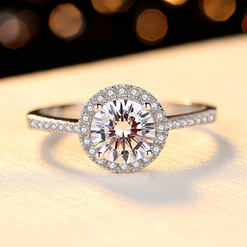Prsten od srebra 925 s moissanitom, 0,5 ct, Ženski modni geometrijski stil