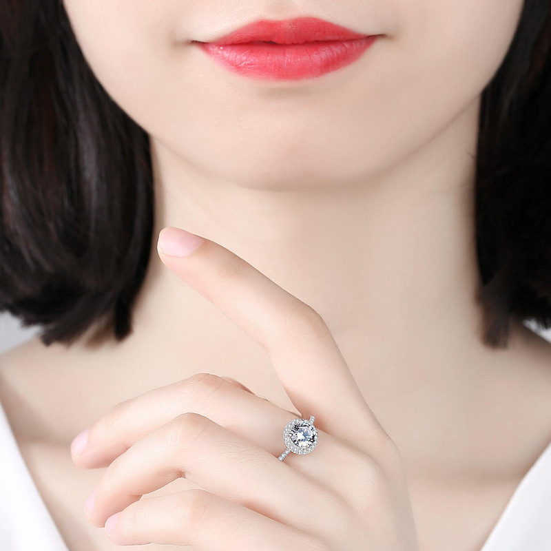 Prsten od srebra 925 s moissanitom, 0,5 ct, Ženski modni geometrijski stil