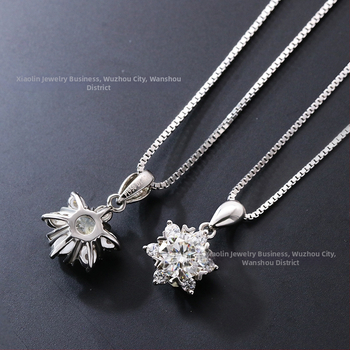 Κολιέ Moissanite με νιφάδα χιονιού, στρογγυλό μενταγιόν, διαύγεια VVS, επίστρωση ασημένιο S925