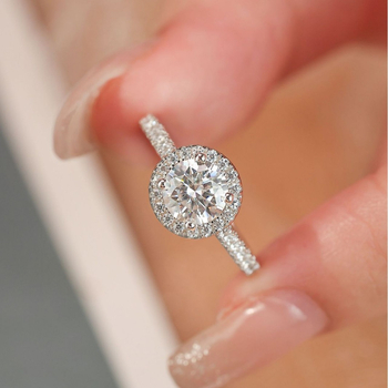 Inel din argint S925 cu moissanit, design geometric, prelucrare Seiko, Jane Man