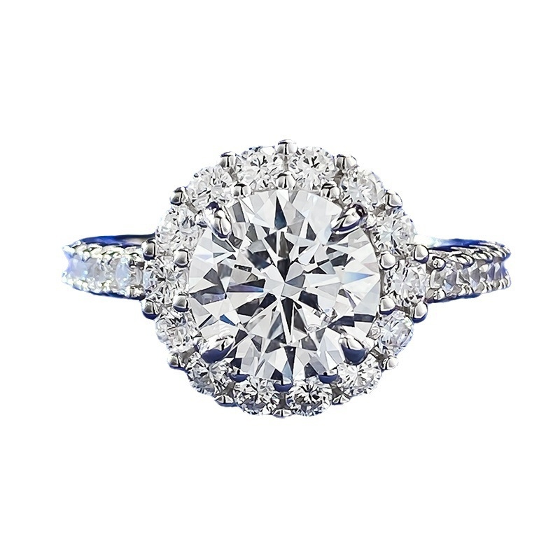 Inel din argint S925 cu moissanit, design geometric, prelucrare Seiko, Jane Man