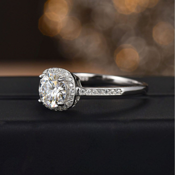 MEISHIDA Moissanite Geometrijski prsten s ugrađom – ženski, lagani luksuz