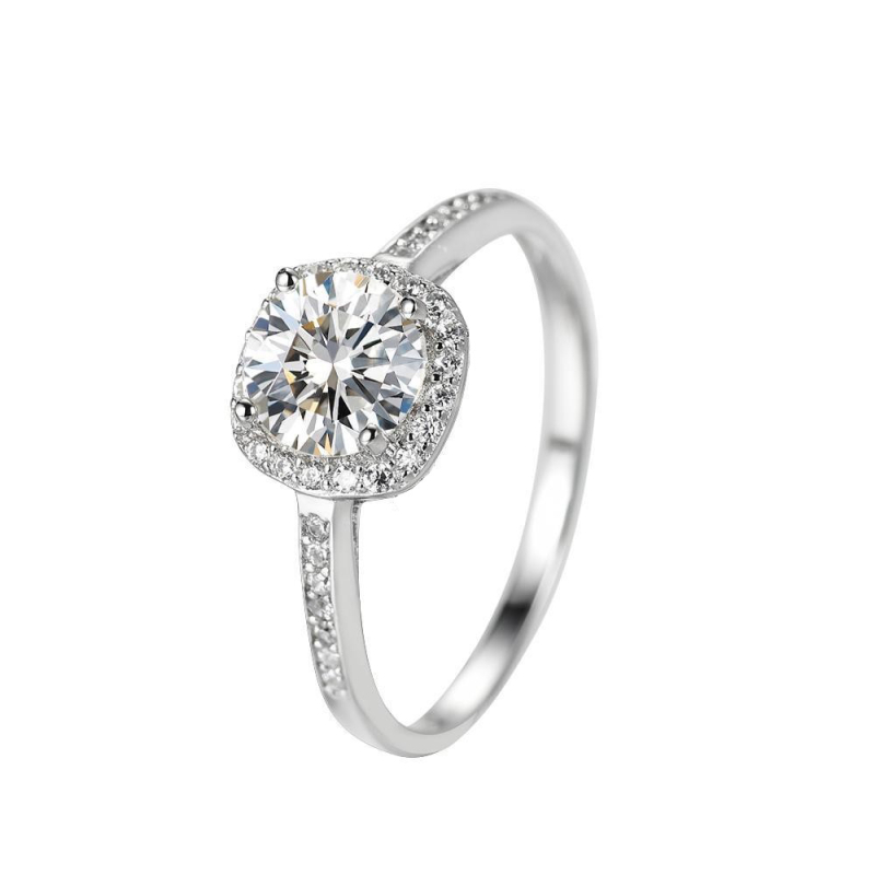 MEISHIDA Moissanite Geometrijski prsten s ugrađom – ženski, lagani luksuz