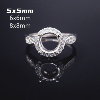 S925 srebrni prsten – prazna baza za Moissanite kružni cabochon 5/6/8 mm, DIY postavljanje s ljepilom Jade