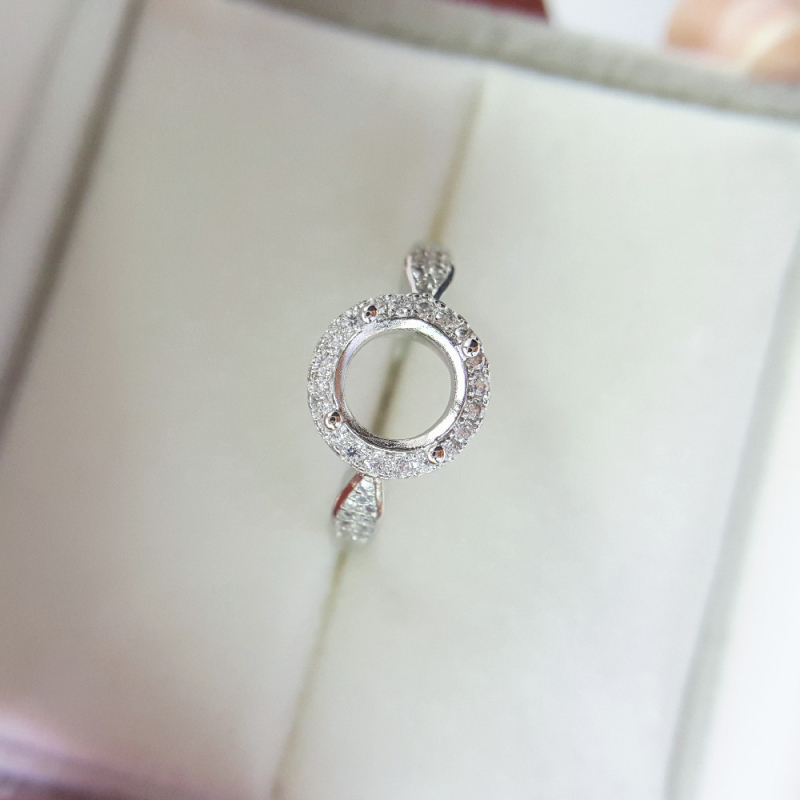 S925 srebrni prsten – prazna baza za Moissanite kružni cabochon 5/6/8 mm, DIY postavljanje s ljepilom Jade