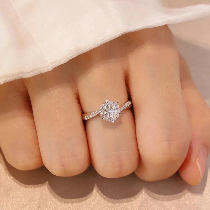 S925 srebrni minimalistički prsten s moisanitom za žene, prsten za zaruke, 0,50 ili 1,00 ct