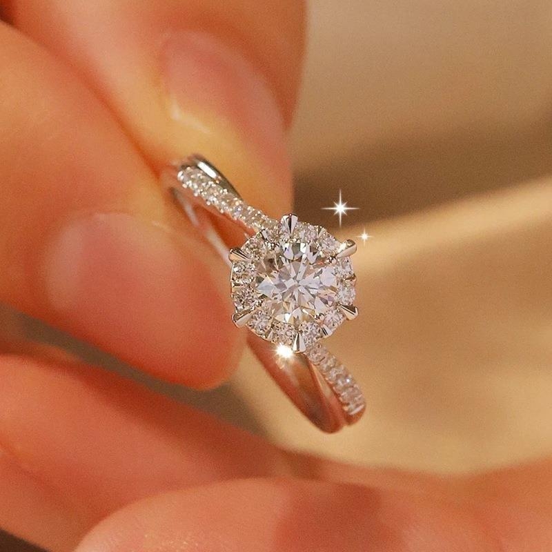 S925 srebrni minimalistički prsten s moisanitom za žene, prsten za zaruke, 0,50 ili 1,00 ct