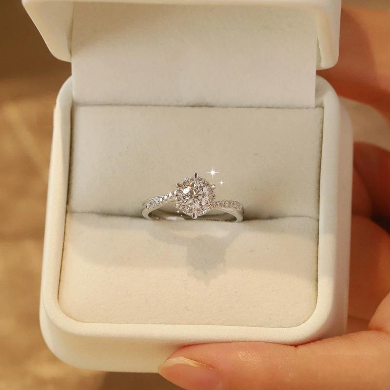S925 srebrni minimalistički prsten s moisanitom za žene, prsten za zaruke, 0,50 ili 1,00 ct