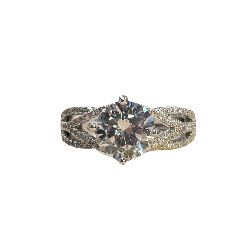 Inel din cupru cu design geometric, finisaj electroplatat, stil inel cu diamant pentru femei