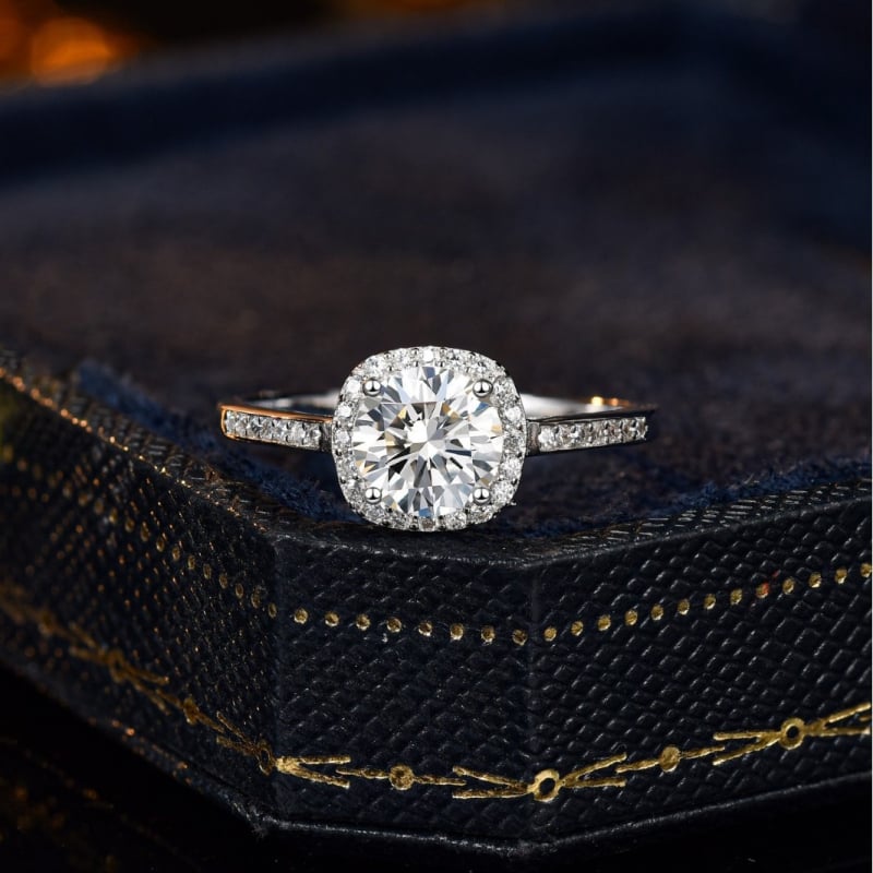 Prsten od srebra 925 s Moissanite, geometrijski oblik, ugrađeni Moissanite kamen, Meishida marka