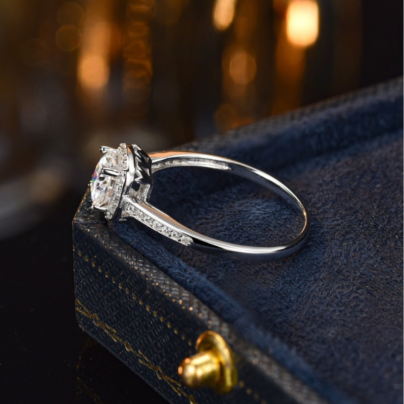 Prsten od srebra 925 s Moissanite, geometrijski oblik, ugrađeni Moissanite kamen, Meishida marka