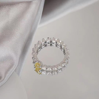 Aurora Moissanite ženski prsten, 0,5 karata, S925 srebro pozlaćeno