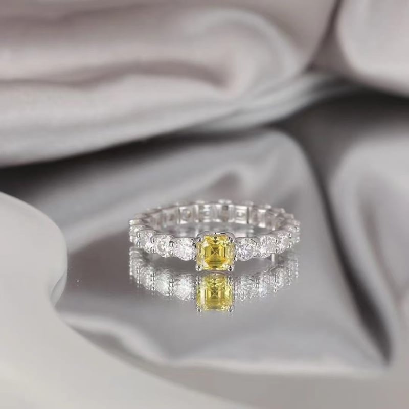 Aurora Moissanite ženski prsten, 0,5 karata, S925 srebro pozlaćeno